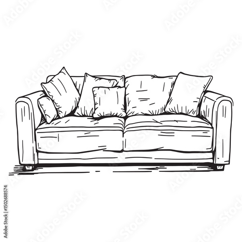 stylish sectional sofa clean outline vector art design