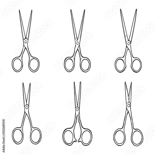 Surgical Scissors Medical Tool Line Art Vector Illustration