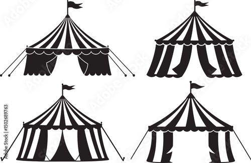 Circus Tent Icon Silhouette Vector Illustration