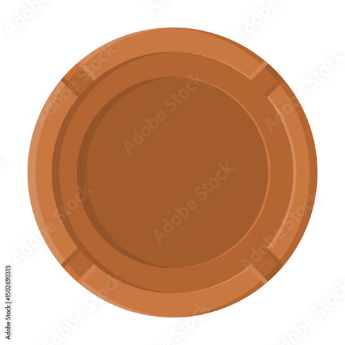 Clean Wooden Cigarette Ashtray on White Background. Round Cigarette Ashtray Element.