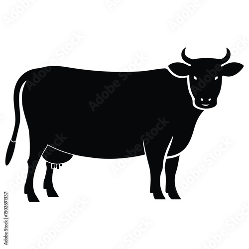   cow silhouette vector illustration art black and white