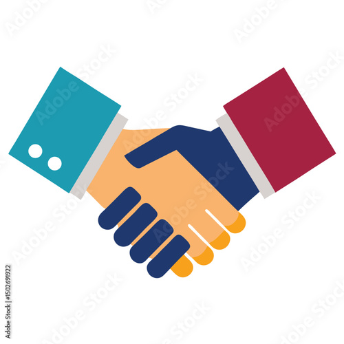 business agreement color handshake icon on white background