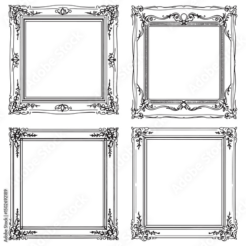 Vintage ornamental frame border with classical floral design