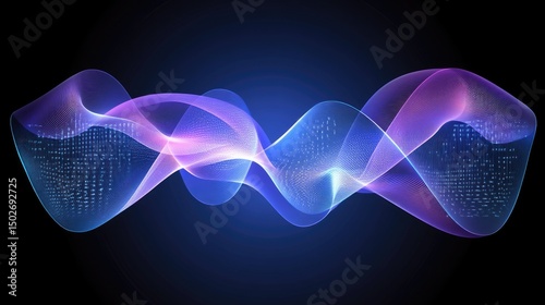 Abstract glowing wave with embedded data visualization