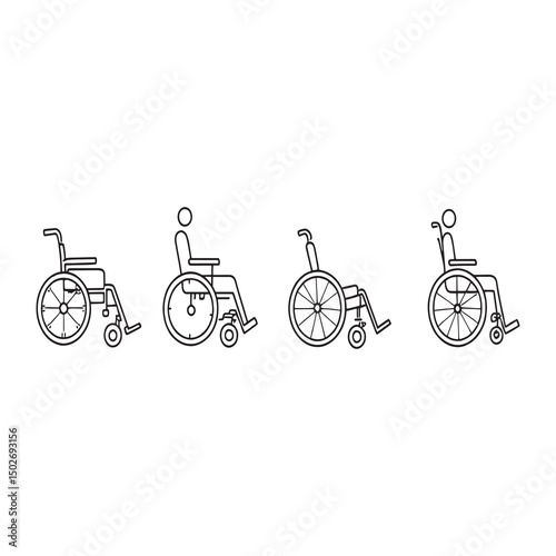 Wheelchair line art vector illustration for medical design