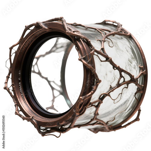 Chrono-Vine Lens – A twisted lens wrapped in vines made of copper and timework