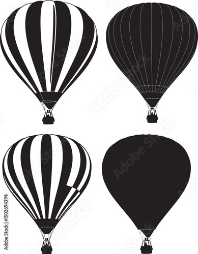 Hot air balloon icon silhouette vector illustration