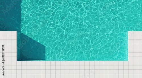 Crystal clear swimming pool water with tiled edge in sunlight  