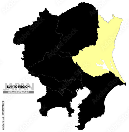 日本地図 関東地方 茨城県 県境有り 01