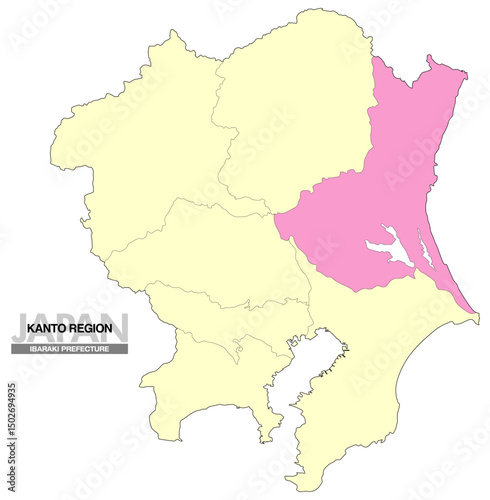 日本地図 関東地方 茨城県 県境有り 02