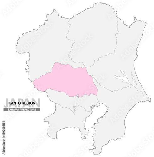 日本地図 関東地方 埼玉県 県境有り 03