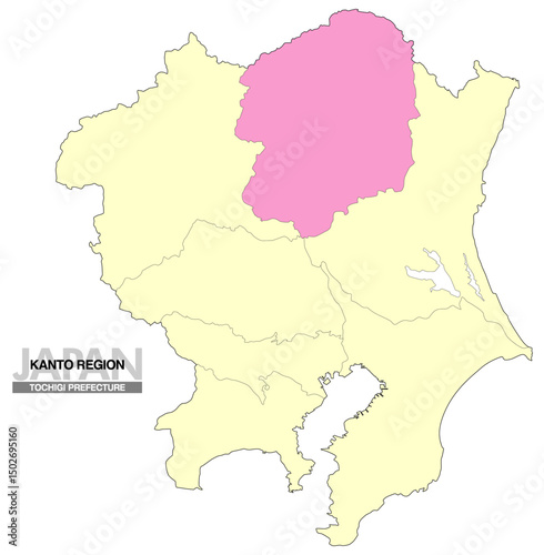 日本地図 関東地方 栃木県 県境有り 02