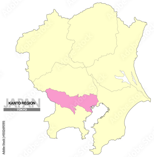 日本地図 関東地方 東京都 県境有り 02