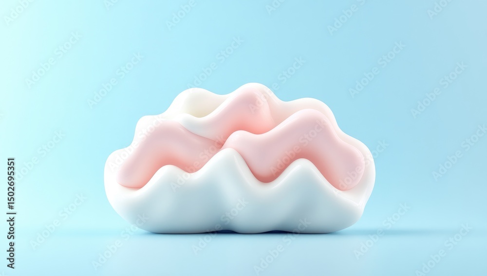 Abstract cloud form, light pink and white, on a pale blue background Abstract cloud form, light pink and white, on a pale blue background