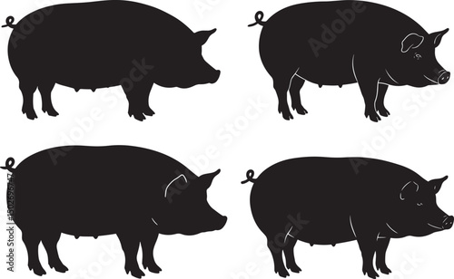 Pig silhouette vector illustration