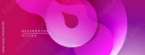 Abstract gradients create flowing shapes. Pink, purple hues dominate composition. Modern design feels dynamic, smooth.
