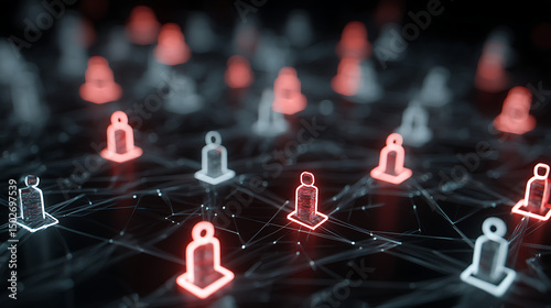 Modern 3D Network Grid of Connected Users