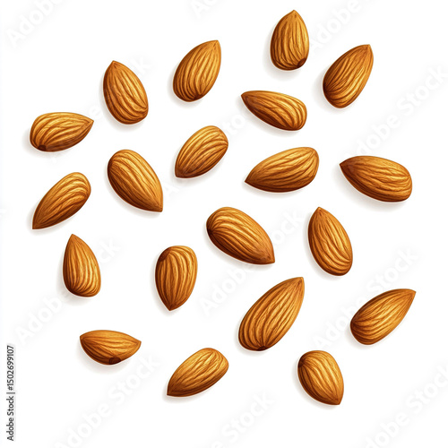 Wallpaper Mural Flying Almond Nuts Isolated on White Background Torontodigital.ca