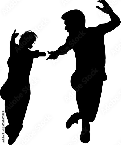 Silhouette of Male and Female Runners Passing Baton in Relay Race – Athletic Teamwork Concept