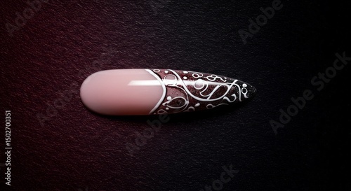 Nail Art Design with White Swirls