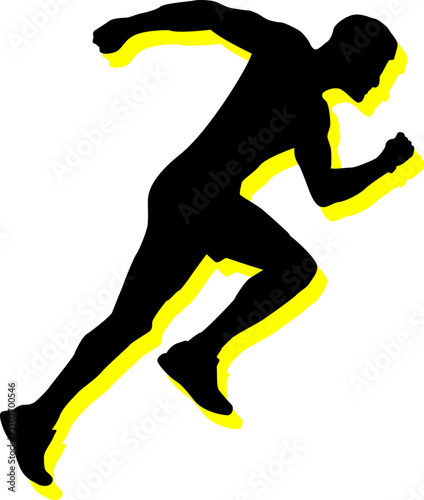 runner silhouette sprint athlete speed power energy fitness strong man athletic competition victory determination exercise sports