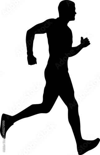 Silhouette of a muscular man jogging fitness run athlete exercise sport healthy lifestyle active body strong powerful endurance stamina training