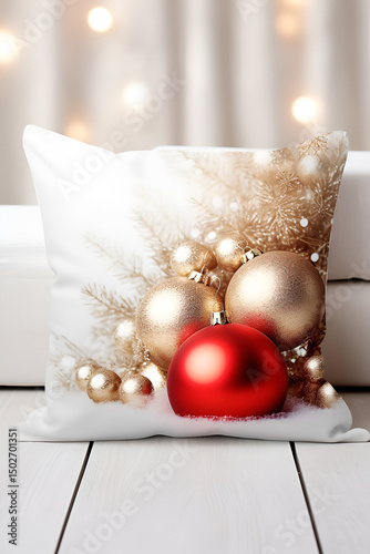 christmas decoration on red background, Winter scene Winter landscape for your Celebrations Card, 
