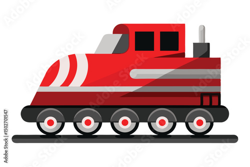 Red cartoon train isolated on white background illustration