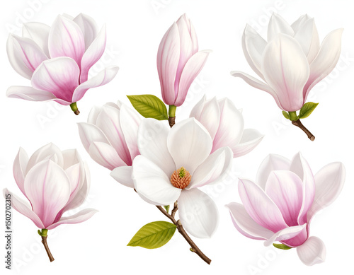 Delicate and Romantic Set of Magnolia Flower