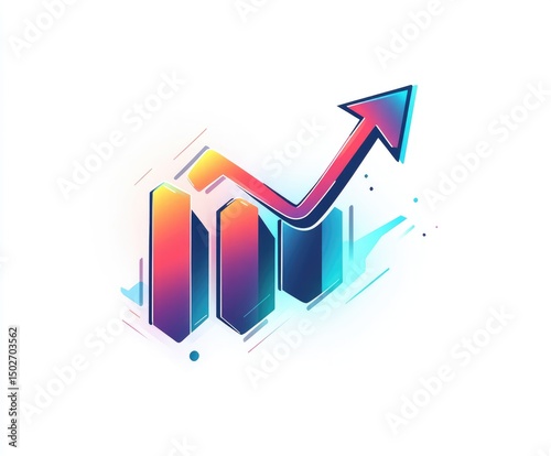 Wallpaper Mural Abstract graphic of a rising bar graph. Vibrant colors and dynamic 3D style Torontodigital.ca