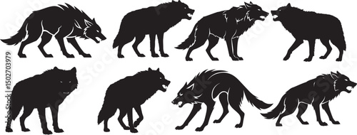 Growling Wolf Black Silhouette Vector Illustration