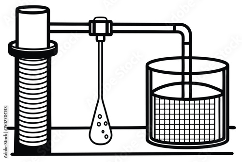 Scientific experiment apparatus isolated on white background drawing