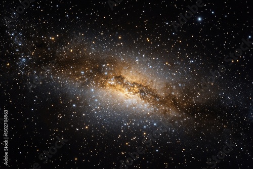 A spiral galaxy with a bright core, surrounded by a field of stars photo
