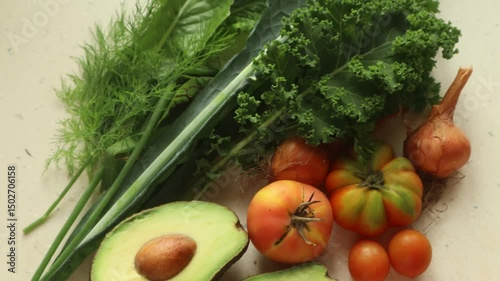 organic fresh vegetables picked from the garden close-up on the table