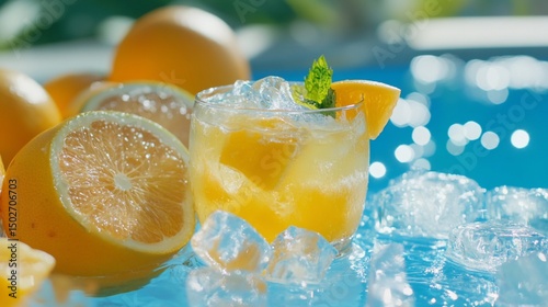 Refreshing Citrus Summer Drink by the Poolside