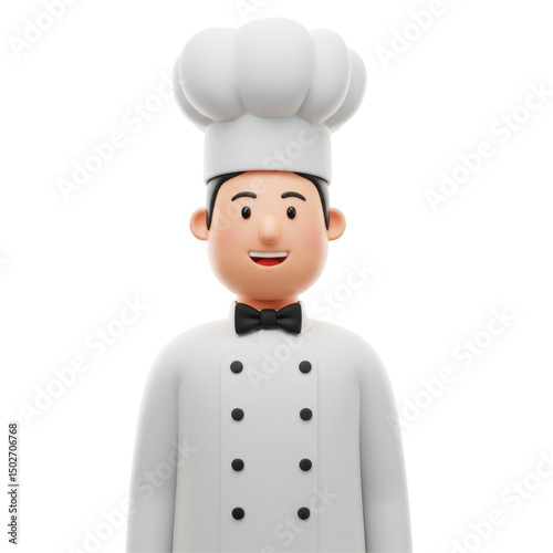 Friendly cartoon chef character portrait for food industry editorial and commercial use