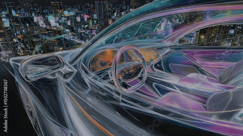 A futuristic cityscape with advanced transportation technology