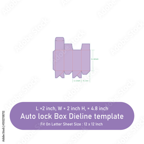 Custom syrup autolock box dieline template, vector file