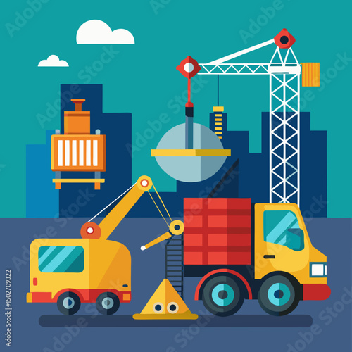 construction site with crane