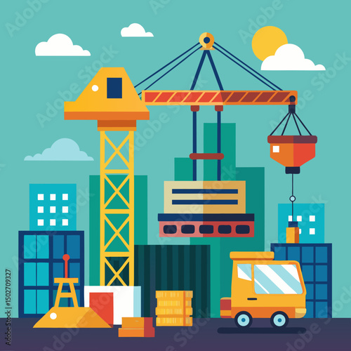 vector illustration of a construction site