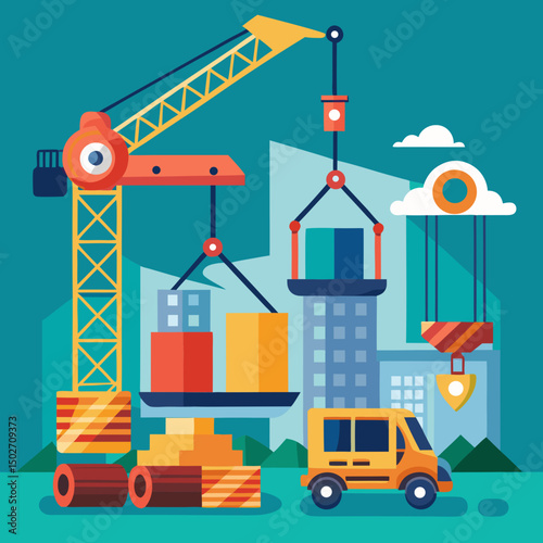 construction site with crane