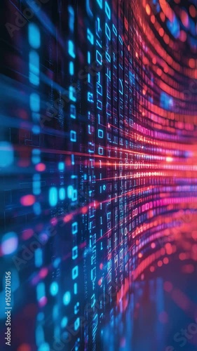 Wallpaper Mural Abstract Digital Data Stream Binary Code in Vibrant Red and Blue Torontodigital.ca