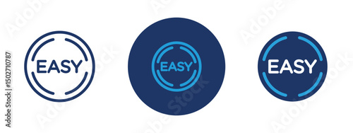 Set of colored pixel perfect Easy icon with 1 unexpanded, 1 silhouette, Easy icon symbolizing simplicity, accessibility, or ease of use.
