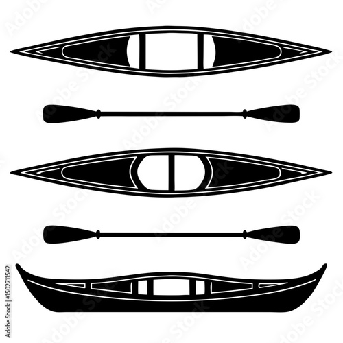 Kayaking Silhouettes Set – Vector Illustration

