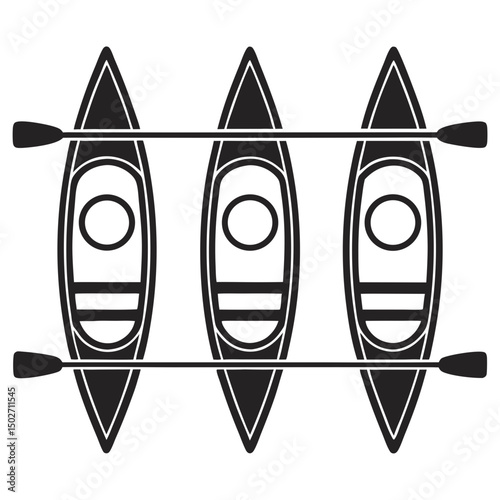 Kayaking Silhouettes Set – Vector Illustration

