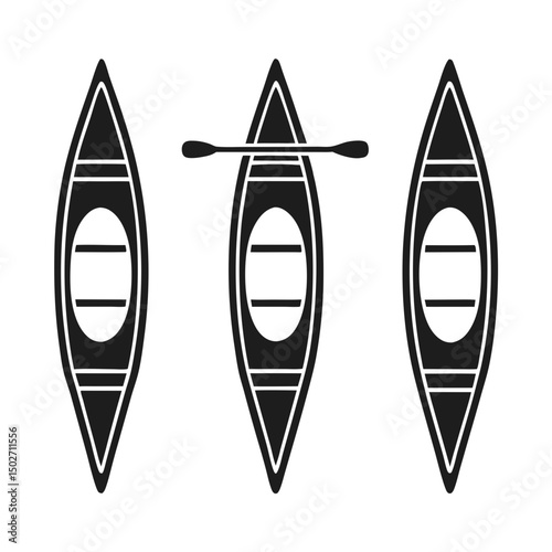 Kayaking Silhouettes Set – Vector Illustration

