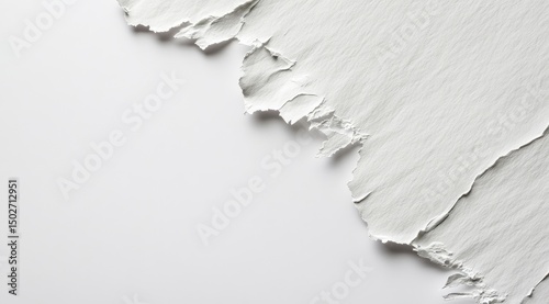 A white, textured surface with a jagged edge, creating a minimalist, abstract background