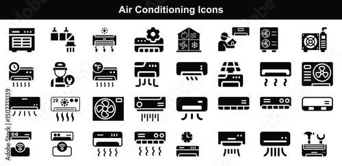 Air conditioning system icons hvac repair service