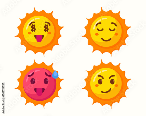 sun emoticons character icons isolated