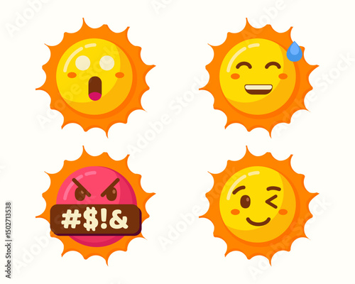 sun emoticons character icons collection